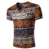 Fashionable V Neck Abstract Printing Short Sleeves T-shirt for Men