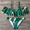 Ruffles Palm Tree Leaf Print Bikini