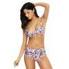 Sexy Hollow Out Print Wire High Waist Swimsuit Women Bikini