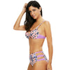Sexy Hollow Out Print Wire High Waist Swimsuit Women Bikini