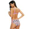 Sexy Hollow Out Print Wire High Waist Swimsuit Women Bikini