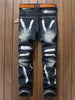 Applique Embroidered Ripped Jeans