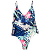Spaghetti Strap Floral Print Cut Out Backless Women Swimsuit