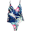 Spaghetti Strap Floral Print Cut Out Backless Women Swimsuit