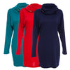 Stylish Pile Collar Package Hip Solid Color Dress for Women