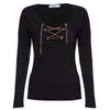 Sexy V-Neck Long Sleeve Chain Design Women T-Shirt