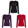 Sexy V-Neck Long Sleeve Chain Design Women T-Shirt
