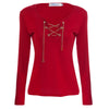Sexy V-Neck Long Sleeve Chain Design Women T-Shirt
