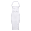 Sexy Halter Backless Skinny Solid Color Midi Dress for Women