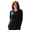 Sexy Plunging Neck Long Sleeve Ruffled Slimming Solid Color T-Shirt for Women