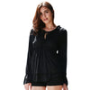 Sexy Plunging Neck Long Sleeve Ruffled Slimming Solid Color T-Shirt for Women
