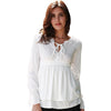 Sexy Plunging Neck Long Sleeve Ruffled Slimming Solid Color T-Shirt for Women