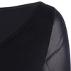 V Neck Bell Sleeve Sheer Lace Panel T-Shirt