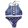 Crisscross Halter High Neck Swimsuit Bikini