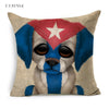 T.T.STYLE Dog with Flag Colored Drawing Pillow Case