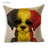 T.T.STYLE Dog with Flag Colored Drawing Pillow Case