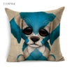 T.T.STYLE Dog with Flag Colored Drawing Pillow Case