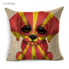 T.T.STYLE Dog with Flag Colored Drawing Pillow Case