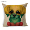 T.T.STYLE Dog with Flag Colored Drawing Pillow Case