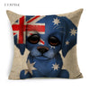 T.T.STYLE Dog with Flag Colored Drawing Pillow Case