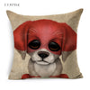 T.T.STYLE Dog with Flag Colored Drawing Pillow Case