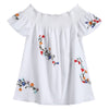Flower Embroidered Off Shoulder Smocked Top