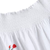 Flower Embroidered Off Shoulder Smocked Top