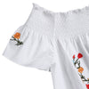 Flower Embroidered Off Shoulder Smocked Top
