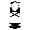 Women Sexy Solid Polyester Criss Cross Bikini Set