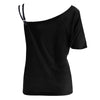 Skew Collar Butterfly Print T-Shirt