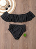 Off Shoulder Flounce Crop Top Bikini Set