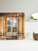 Wood Window Landscape Fabric Shower Curtain