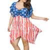 Asymmetric Patriotic American Flag Print Plus Size Dress