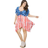 Asymmetric Patriotic American Flag Print Plus Size Dress