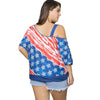 Cold Shoulder American Flag Print Plus Size Top