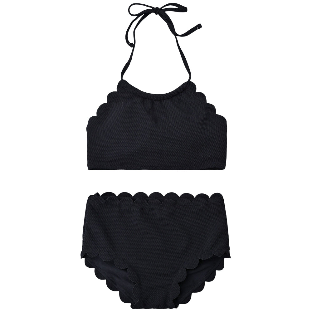 High Rise Scalloped Halter Bathing Suit