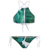 Palm Leaf Print High Neck Bikini
