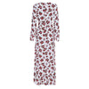 V Neck Long Sleeve Floral Print Ruffled Women Maxi Dress