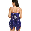 Stars Print Patriotic American Flag Skirted Tankini