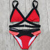 Bandage Color Block Bikini Set