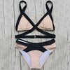 Bandage Color Block Bikini Set