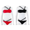 Sexy Solid Letter Printing Bikini Two-piece Suits