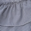 Asymmetric Plaid Ruffle Flare Sleeve Top