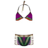 Women Halter Neck High Waist Bikini Suit with Pad
