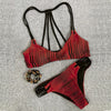 Stripe Print Strappy Bikini