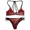 Stripe Print Strappy Bikini