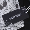 Fashionable Three Quarter Sleeve Collarless Dot Print Chiffon Women Cardigan