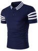 Turndown Collar Striped Design T-Shirt