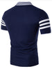 Turndown Collar Striped Design T-Shirt