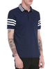 Turndown Collar Striped Design T-Shirt